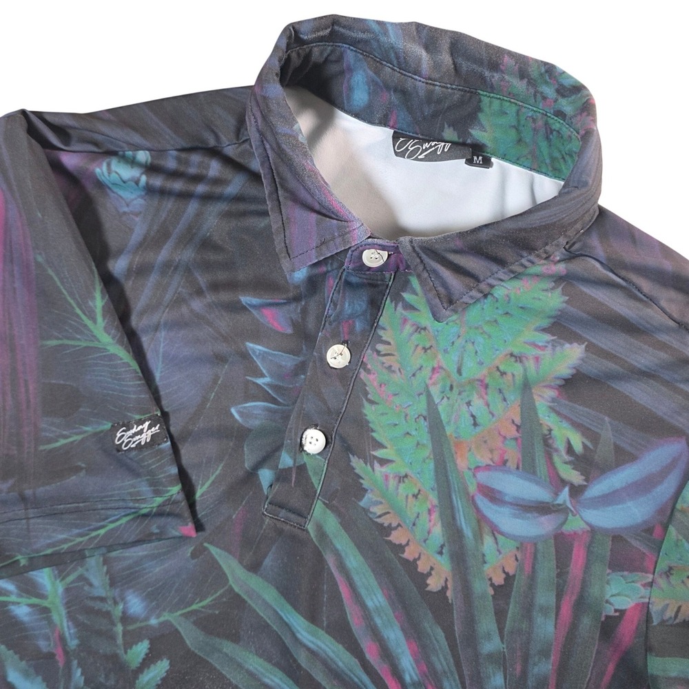 Sunday Swagger Polo Shirt Mens Medium Tropical Floral Performance Golf